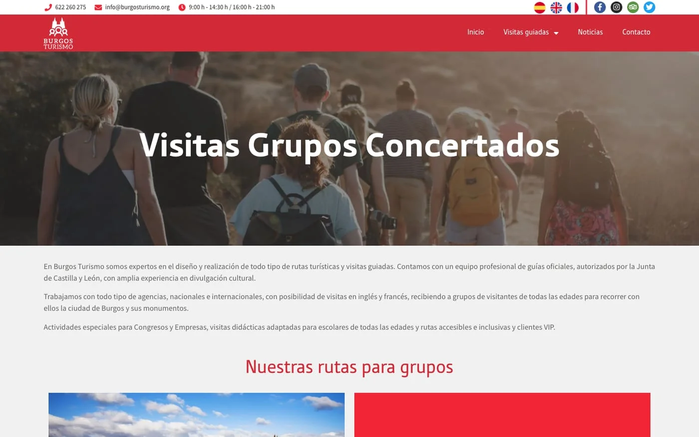 Vista de la web Burgos Turismo
