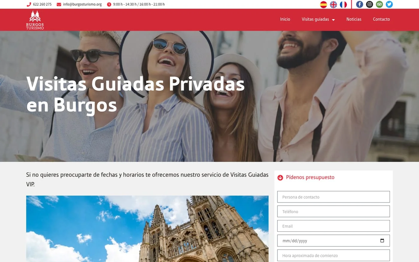 Vista de la web Burgos Turismo