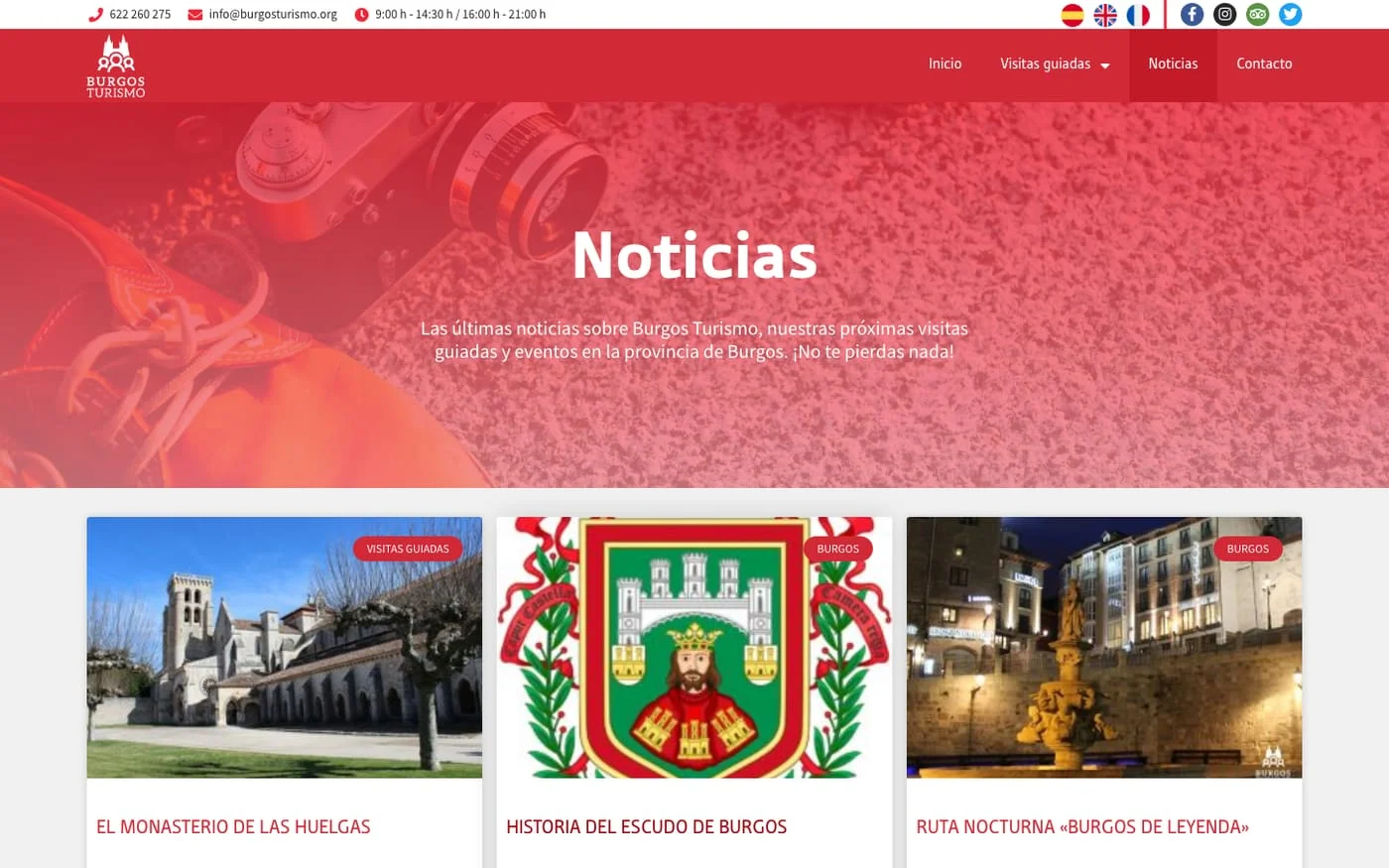 Vista de la web Burgos Turismo