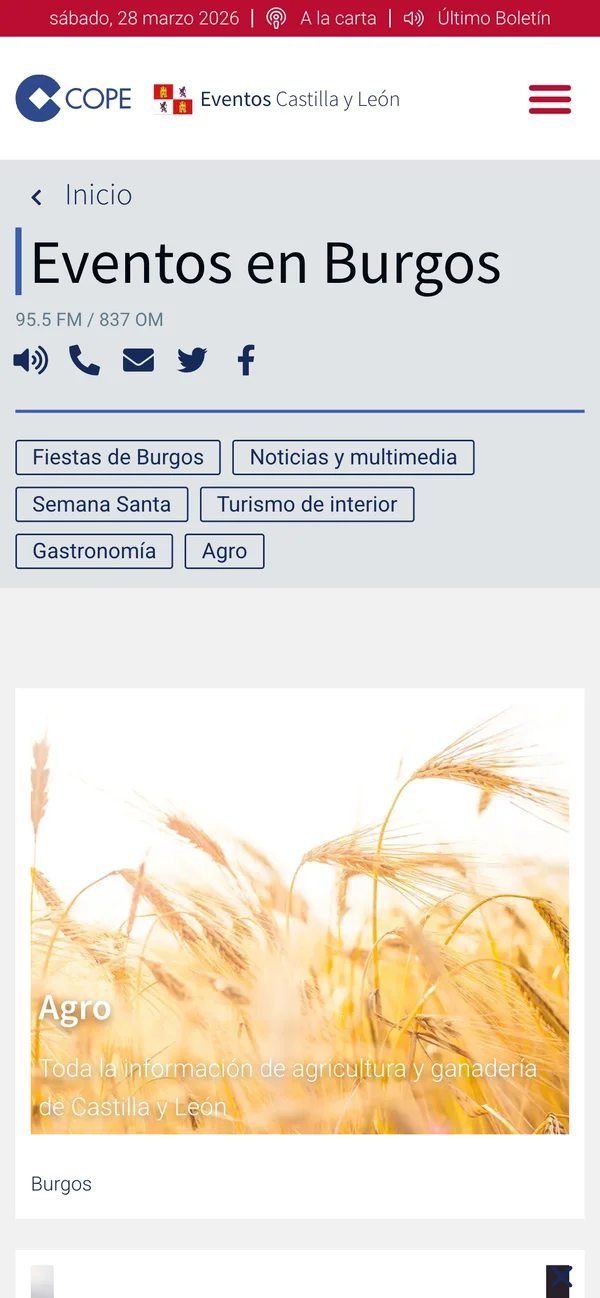 Vista de la web COPE Castilla y León