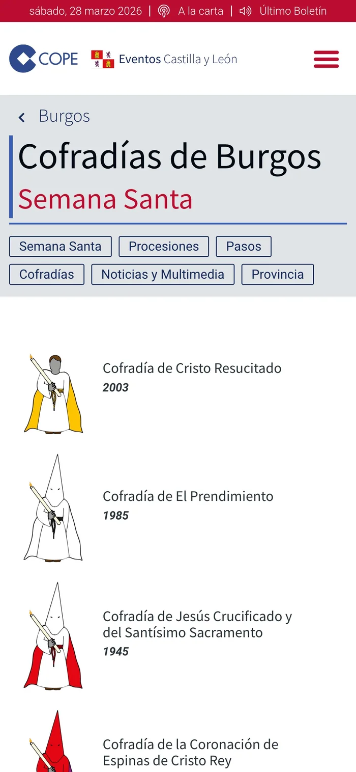 Vista de la web COPE Castilla y León