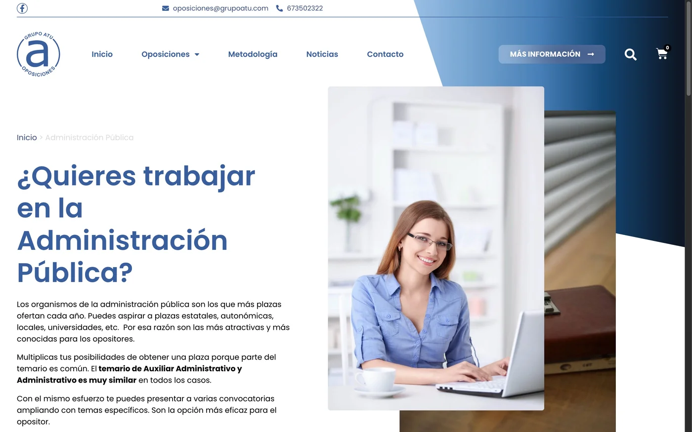 Vista de la web Grupo ATU - Oposiciones