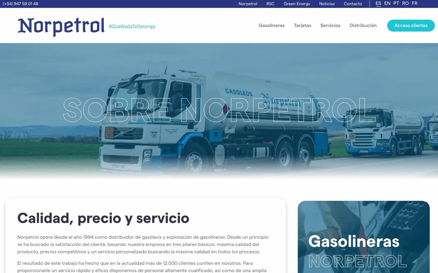 Vista de la web Norpetrol