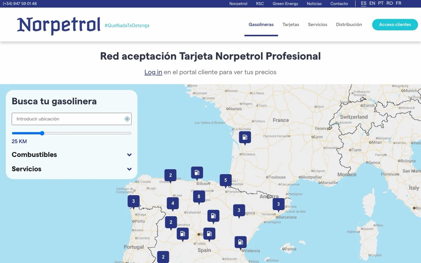 Vista de la web Norpetrol