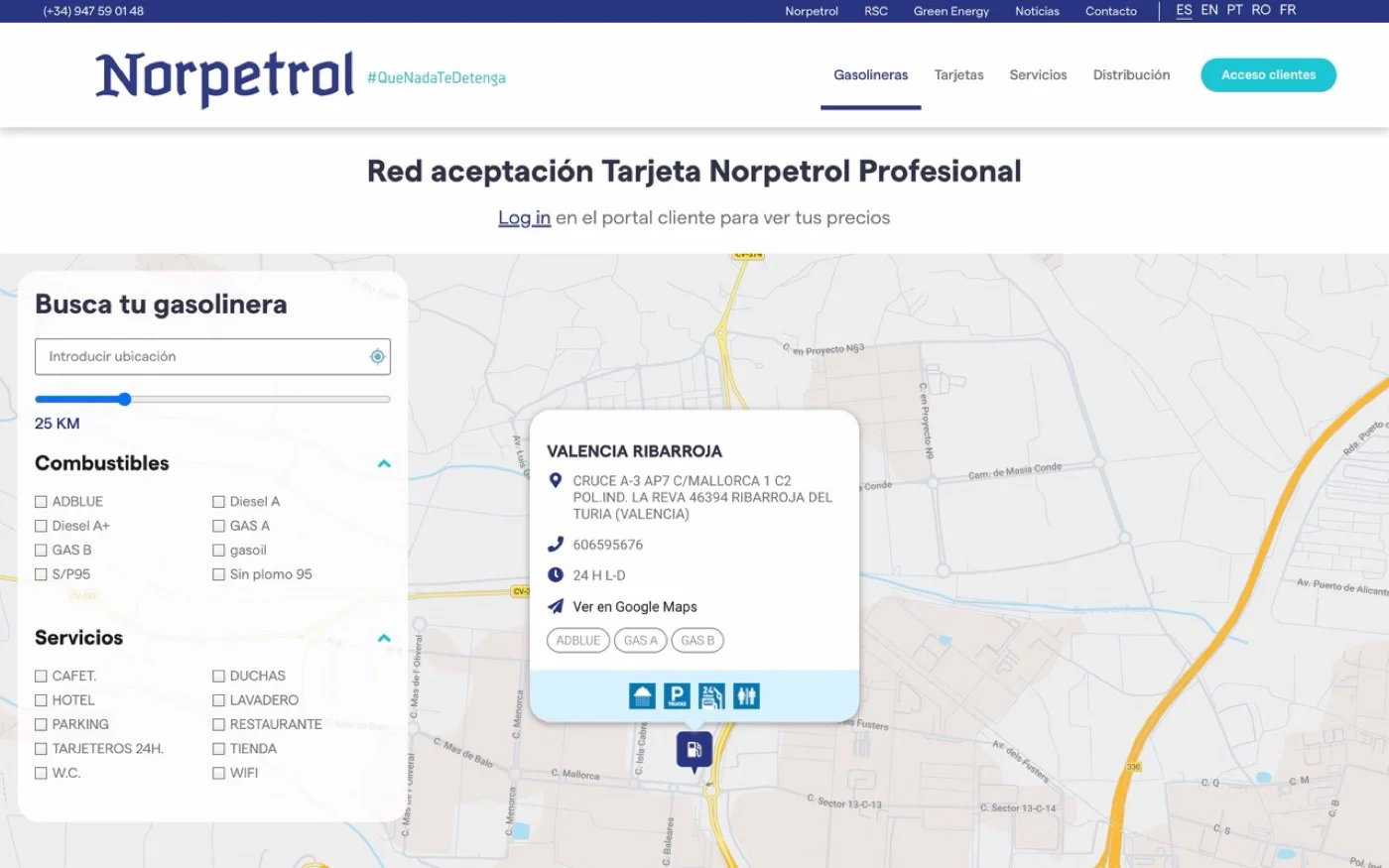 Vista de la web Norpetrol