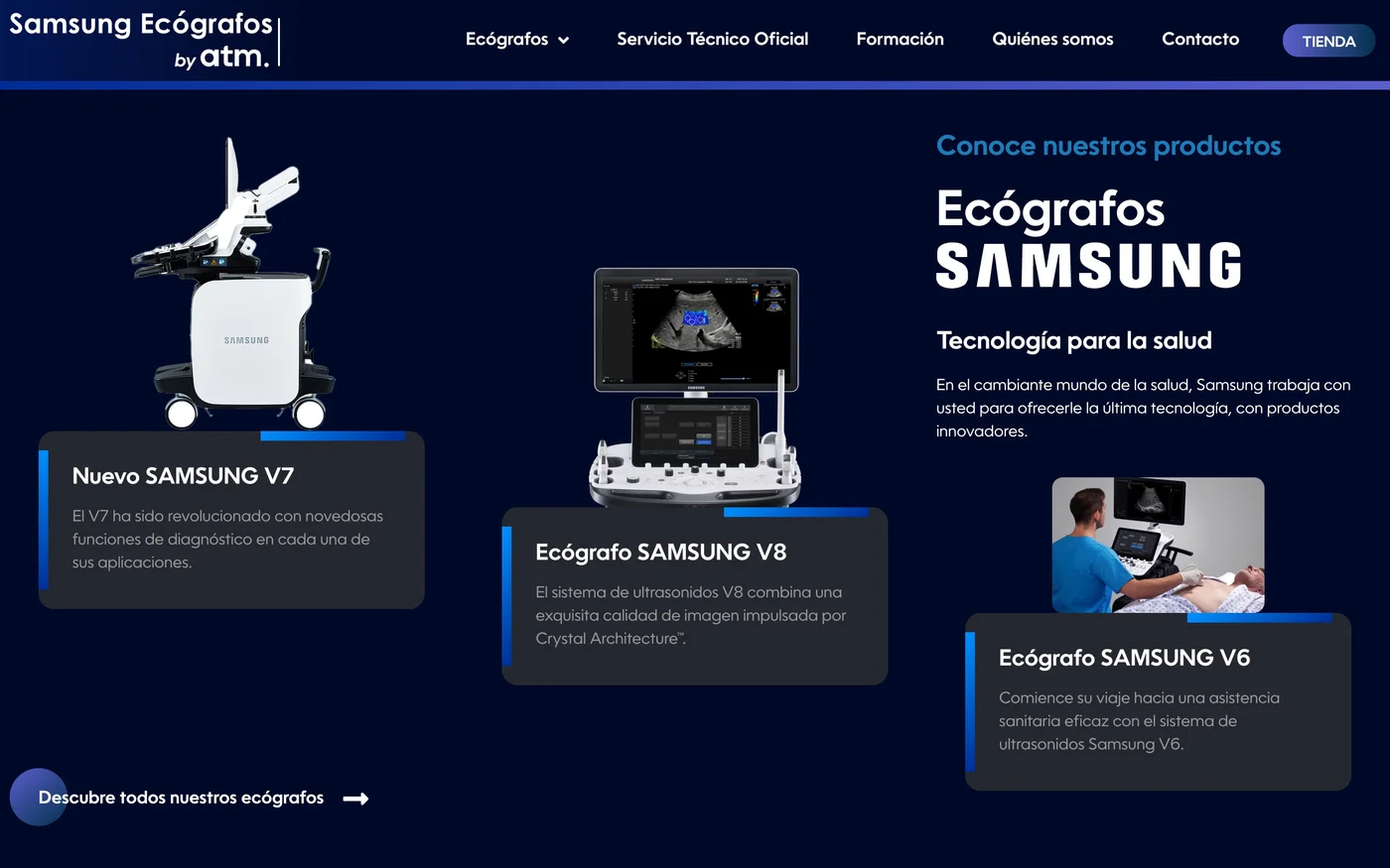 Vista de la web Samsung Ecógrafos
