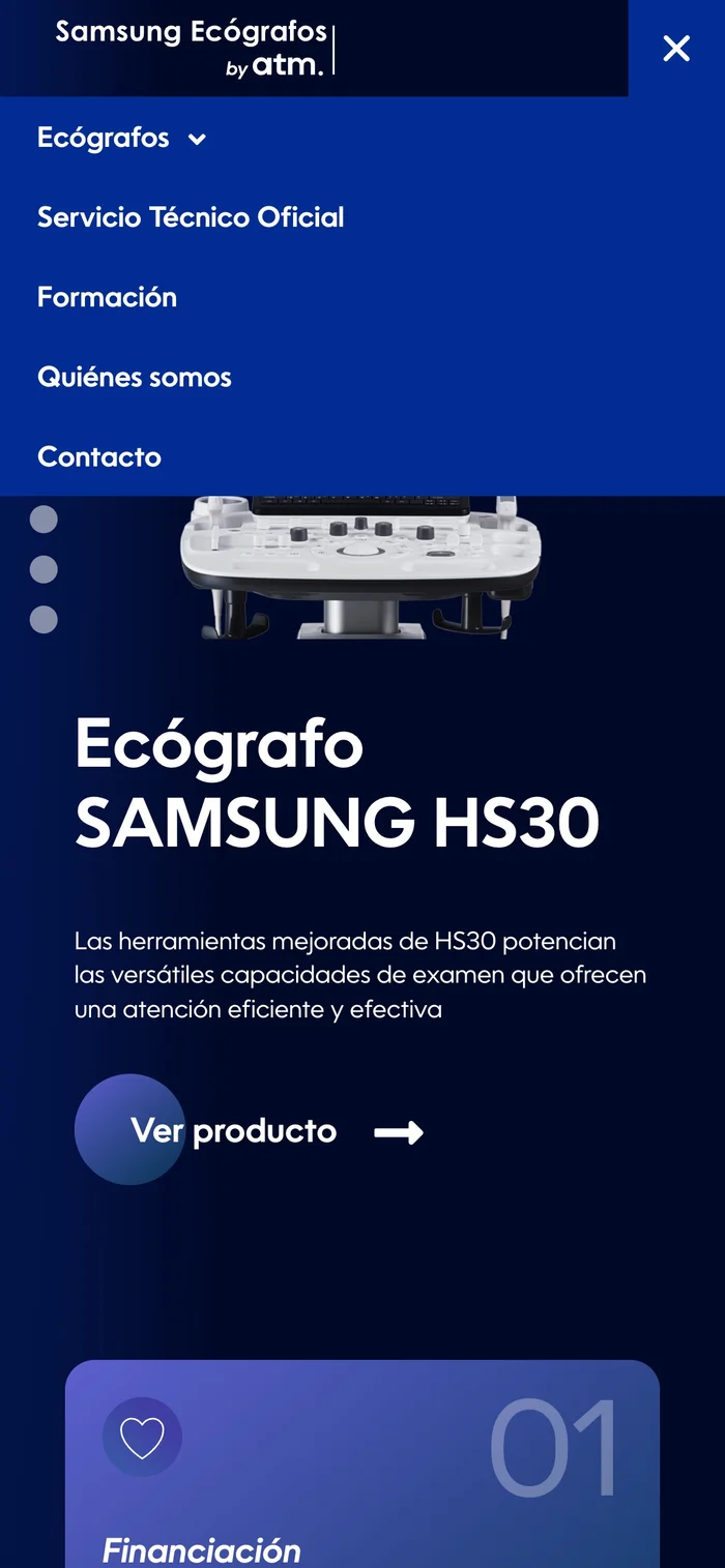 Vista de la web Samsung Ecógrafos