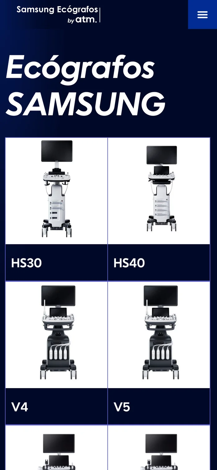 Vista de la web Samsung Ecógrafos