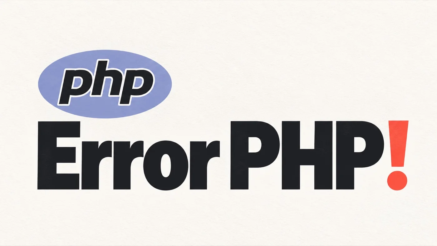 Portada con el texto Error PHP, el logo de PHP y un signo de alerta