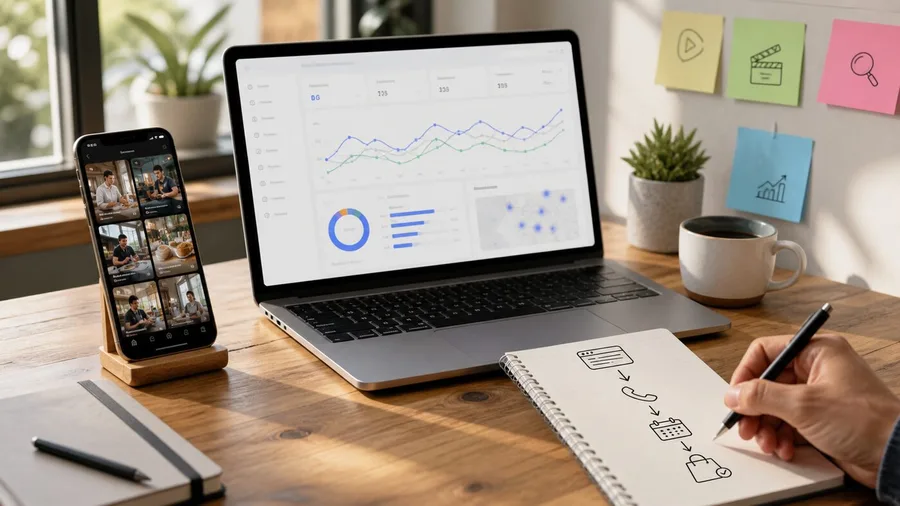 Panel de analítica para conectar contenido social, web y contactos de una pequeña empresa