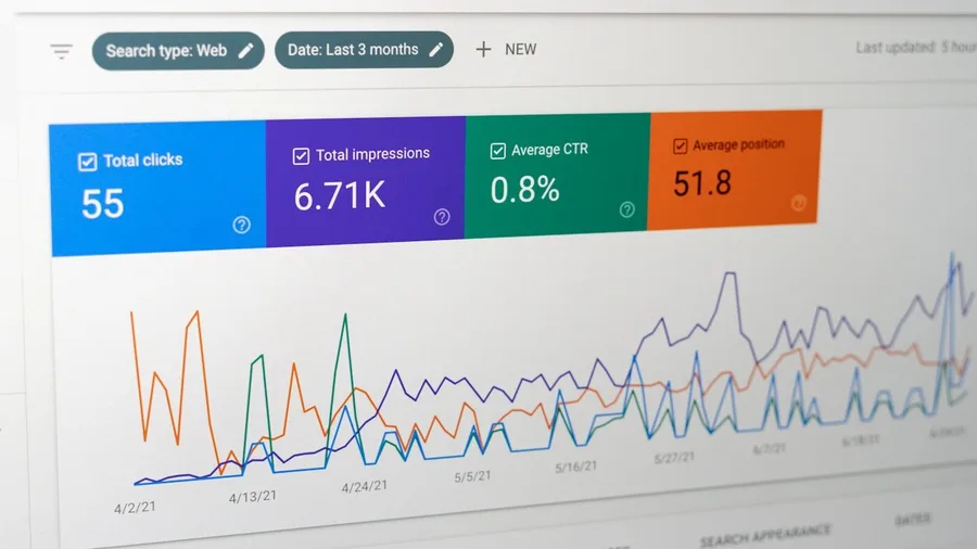 Panel de datos y analítica para revisar visibilidad SEO