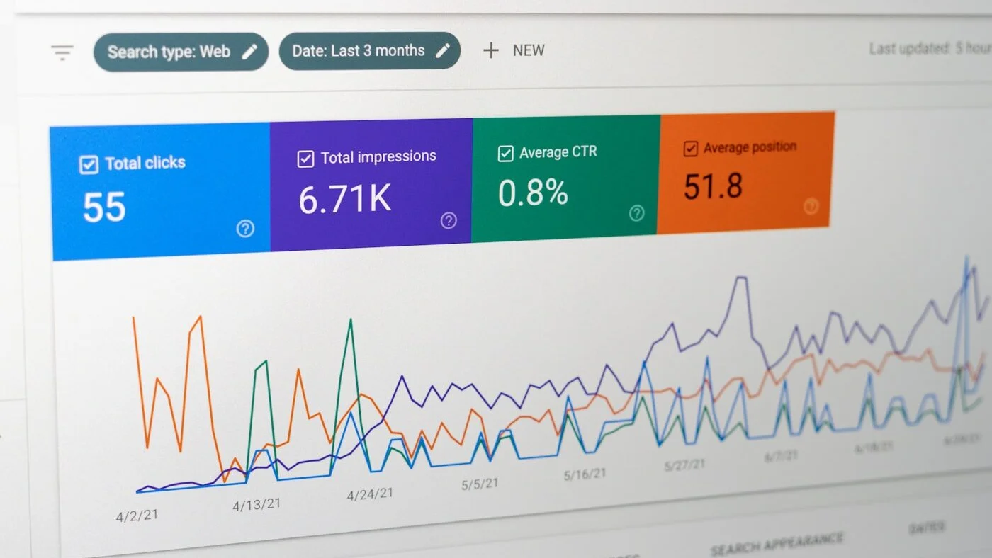 Panel de datos y analítica para revisar visibilidad SEO
